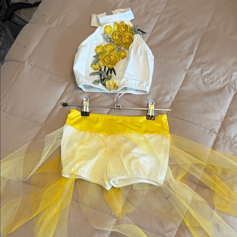 Yellow Floral Kids Dance Costume